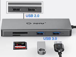 USB C Hub, Type C Hub, TOTU 11-in-1 Adapter with Ethernet, 4K USB C to HDMI, VGA, 2 USB3.0 2 USB2.0, Micro SD/TF Card Reader, Mic/Audio, USB-C Pd 3.0, Compatible for Mac Pro and Other Type C Laptops