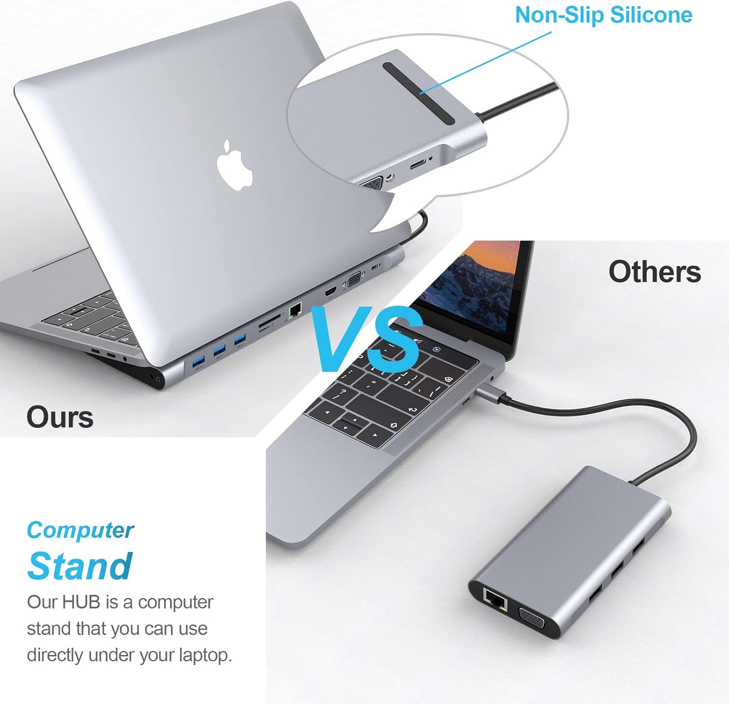 USB C Docking Station for Laptop, USB C Hub 10 in 1 USB C Adapter Docking Station with 4K HDMI & VGA, 3 x USB 3.0, Gigabit Ethernet RJ45 LAN, USB C PD, SD/TF Card Reader, 3.5mm Audio/Mic